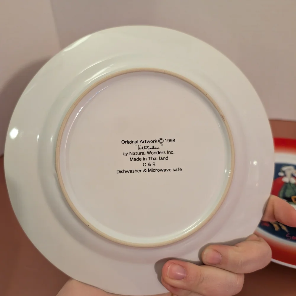 Vintage 1998 Will Bullas Christmas Santa O'Claus Goose Natural Wonders Plates 8